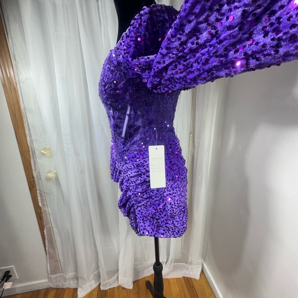 Glamorous Purple Long Sleeve Dress - Picture 9 of 14
